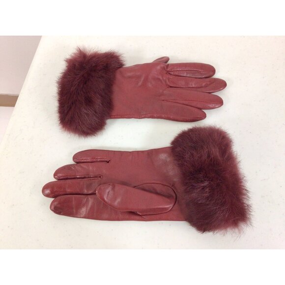 Alexandra Bartlett Leather and Fox Fur Gloves Womens Medium